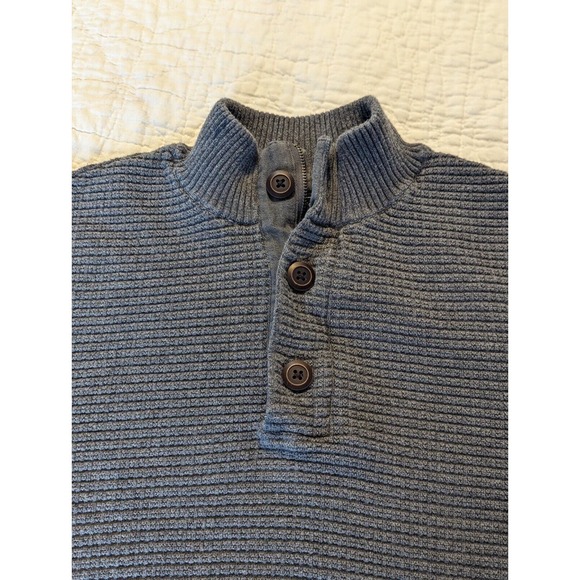 G.H. Bass & Co Sweater Pullover Men's L 1/4 Button 100% Cotton Rugby Gray - Picture 8 of 12